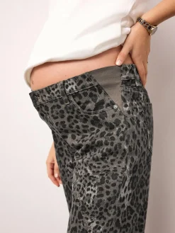 New Next Maternity Barrel Denim Jeans Animal Print