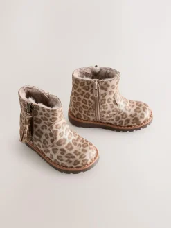 Best Next Animal Shimmer Standard Fit (F) Chelsea Zip Tassel Ankle Boots