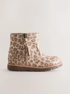 Best Next Animal Shimmer Standard Fit (F) Chelsea Zip Tassel Ankle Boots