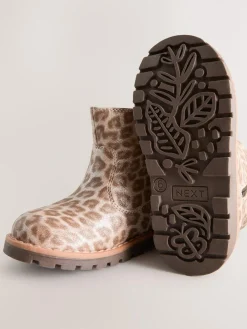 Best Next Animal Shimmer Standard Fit (F) Chelsea Zip Tassel Ankle Boots