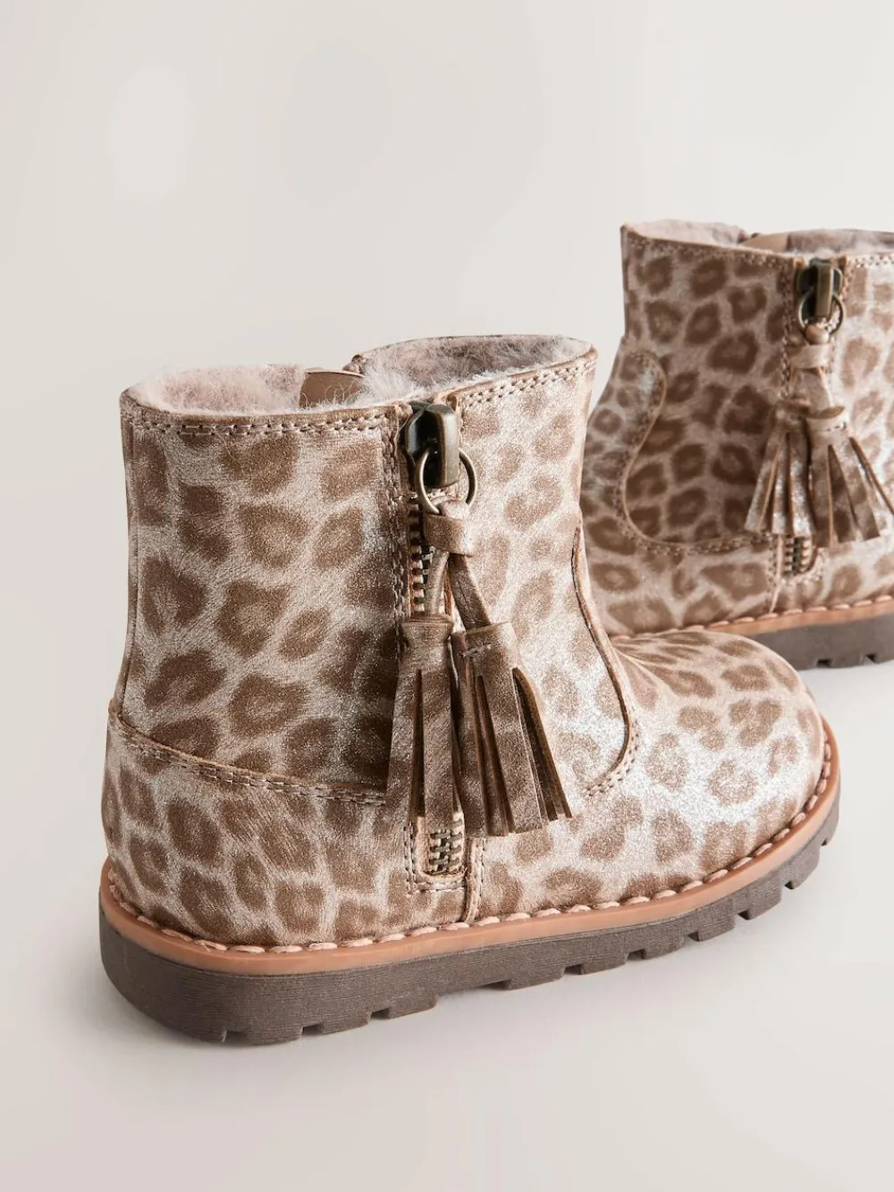 Best Next Animal Shimmer Standard Fit (F) Chelsea Zip Tassel Ankle Boots