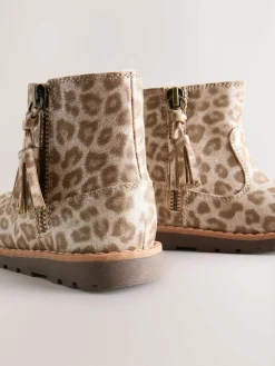 Clearance Next Animal Shimmer Wide Fit (G) Chelsea Zip Tassel Ankle Boots