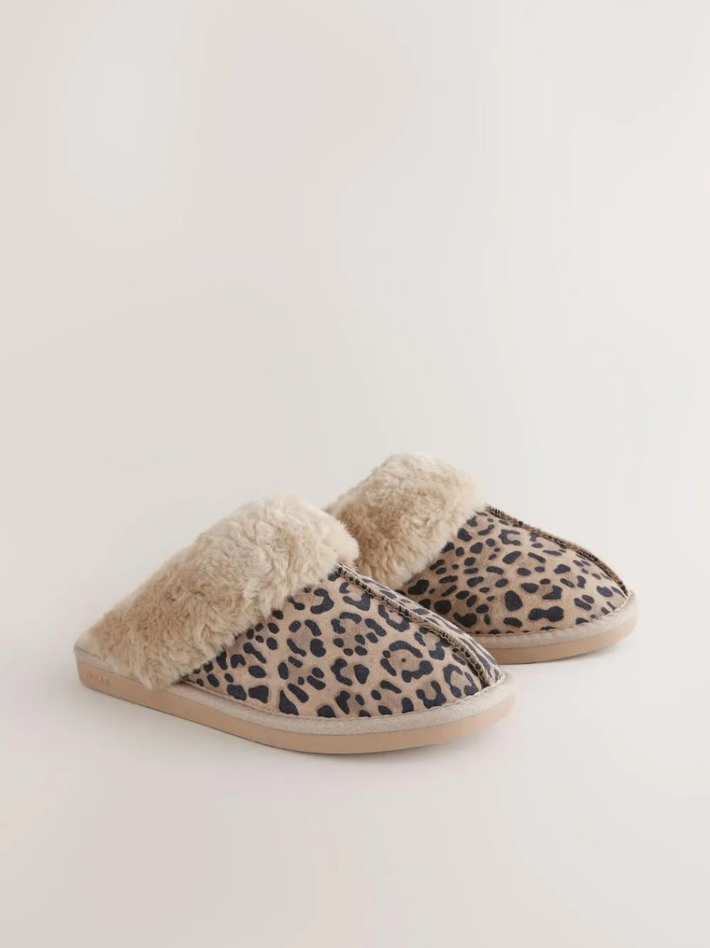 Outlet Next Animal Suede Faux Fur Lined Mule Slippers