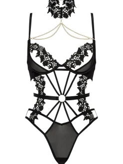 Ann Summers Black Evening Desire Sheer Foldover Body^Women All Lingerie|Tops & T-Shirts