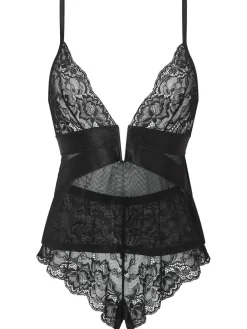 Sale Ann Summers Gracious Lace & Mesh Cami Pyjamas Set Black