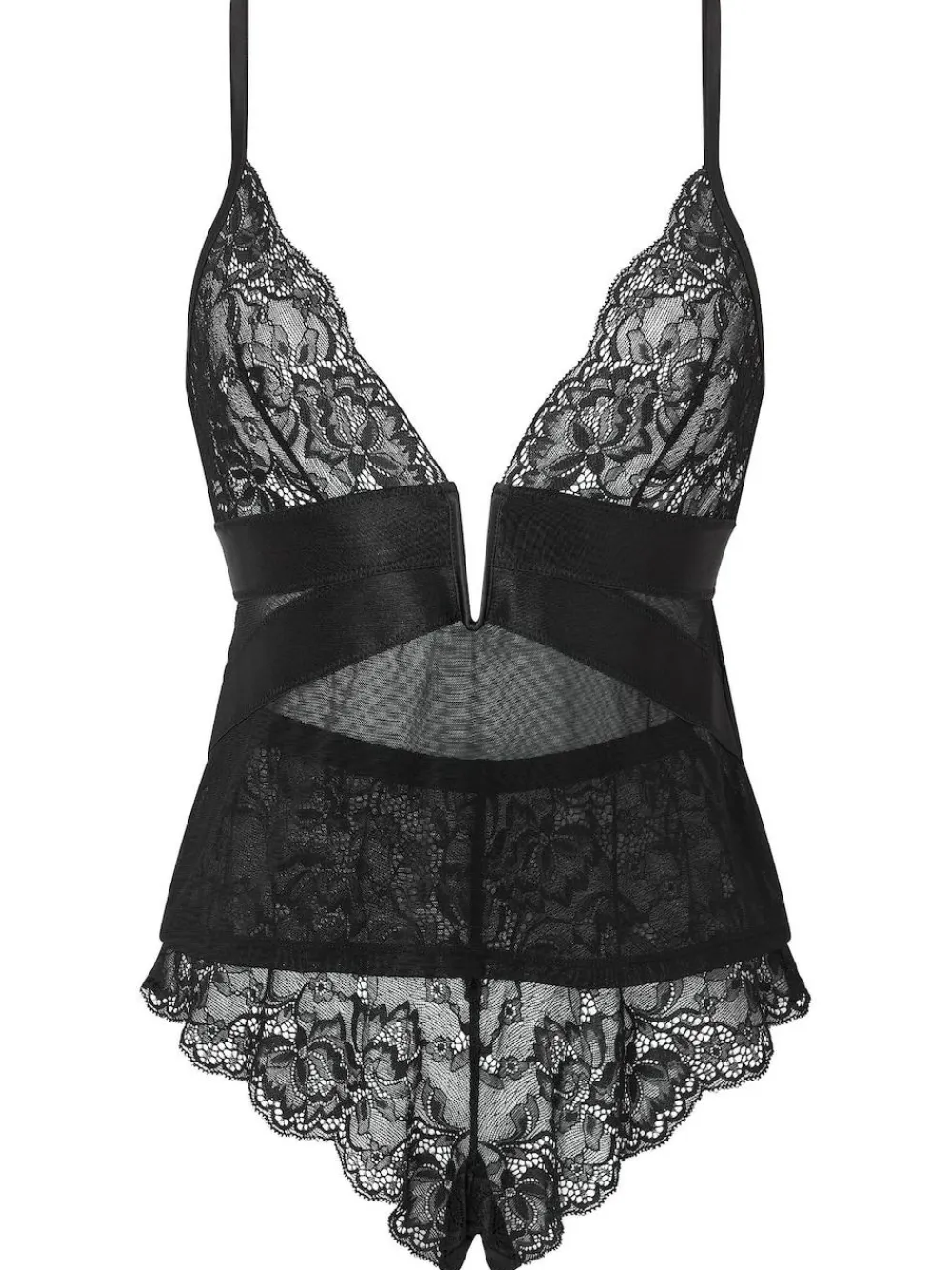 Sale Ann Summers Gracious Lace & Mesh Cami Pyjamas Set Black