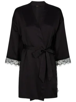 Discount Ann Summers Satin Cherryann Robe Dressing Gown Black