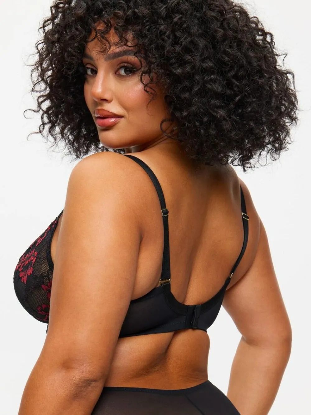 Ann Summers Black/Red DD+ Non Pad Plunge Sexy Lace Bra^Women Dd+ Range