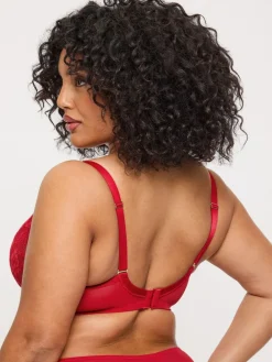 Discount Ann Summers Red DD+ Non Pad Plunge Sexy Lace Bra