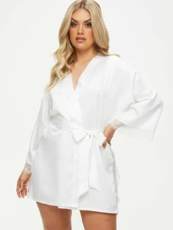 Clearance Ann Summers Satin Cherryann Robe Dressing Gown White