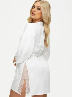 Clearance Ann Summers Satin Cherryann Robe Dressing Gown White