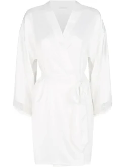 Clearance Ann Summers Satin Cherryann Robe Dressing Gown White