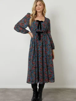 Another Sunday Bow Detail Milkmaid Midi Dress^Women Midi Dresses