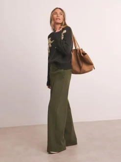 Clearance JD Williams Anthology By Premium Ponte Wide Leg Trousers Green