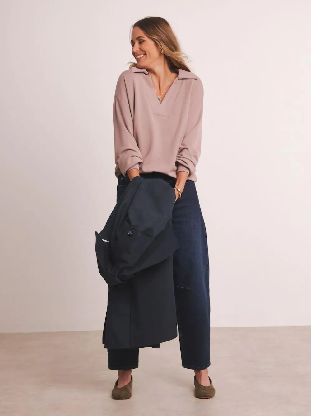 JD Williams Anthology By Pink Premium Ribbed High Collar Modal Sweatshirt^Women Hoodies & Sweatshirts