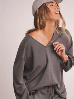 Sale JD Williams Anthology By Premium V Neck Seam Detail Modal Sweatshirt Grey