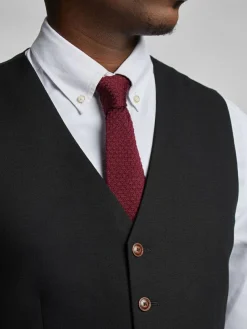 Antique Rogue Black Blake Texture Waistcoat^ Vests