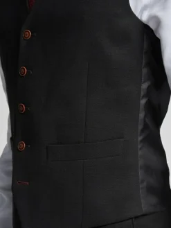 Antique Rogue Black Blake Texture Waistcoat^ Vests