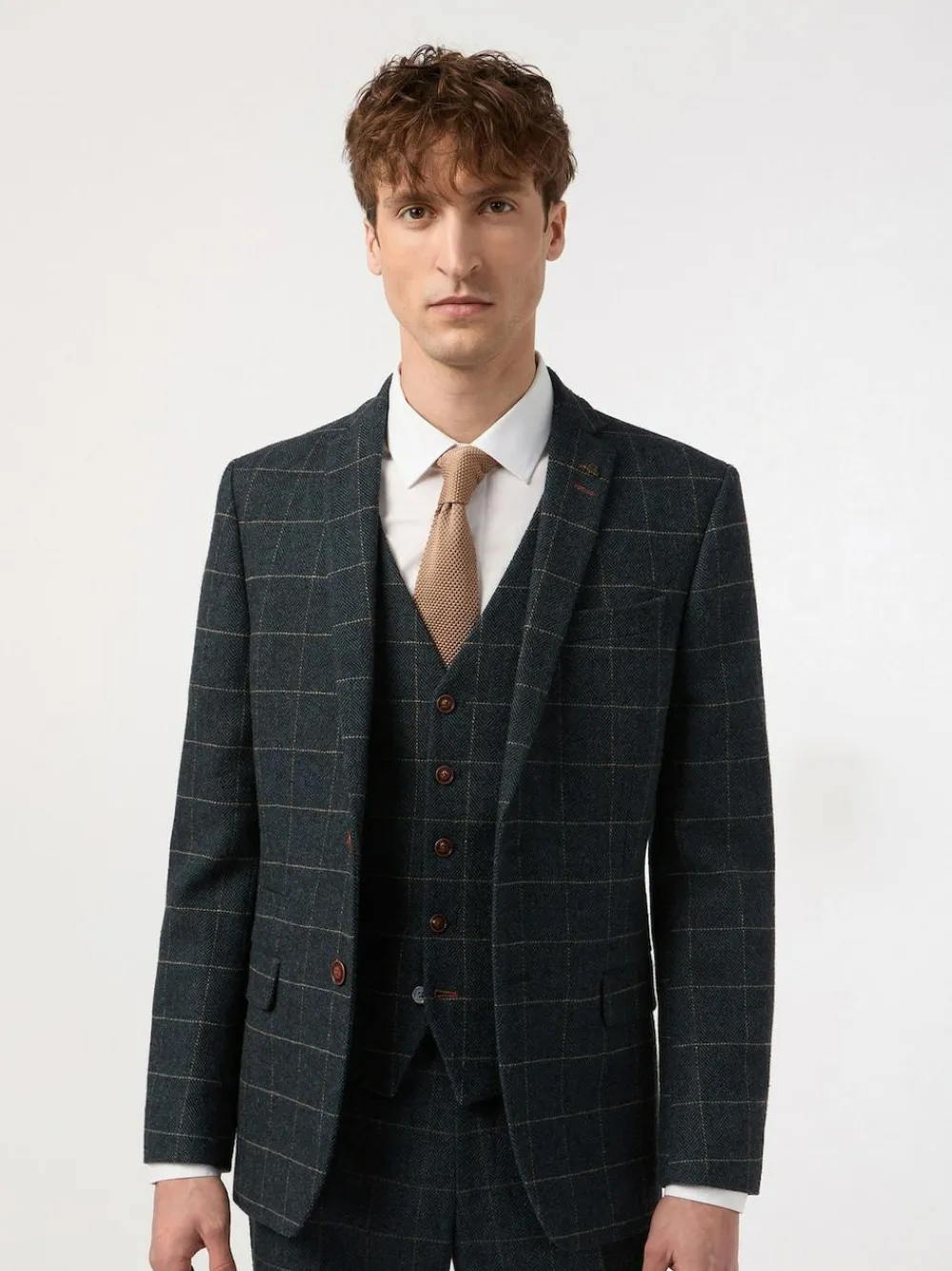 Outlet Antique Rogue Blue Dax Herringbone Check Jacket