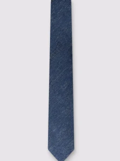 Outlet Antique Rogue Blue Plain Linen Blend Tie