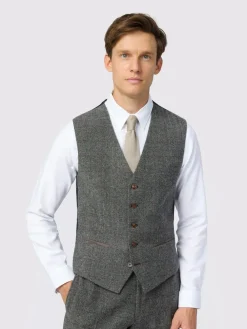 Antique Rogue Grey Jace Tweed Waistcoat^ Vests