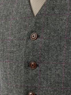 Antique Rogue Grey Jace Tweed Waistcoat^ Vests