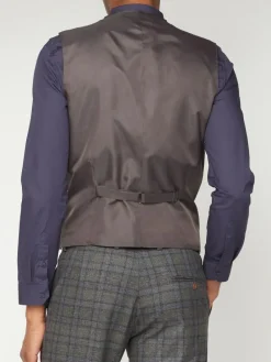 Best Antique Rogue Grey Overcheck Waistcoat