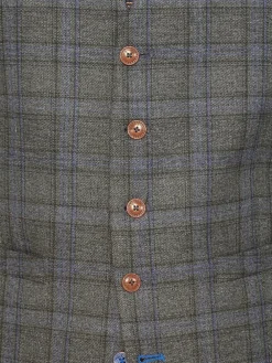 Best Antique Rogue Grey Overcheck Waistcoat