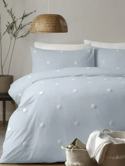 Clearance Appletree Dot Garden 100% Pure Cotton Duvet Cover and Pillowcase Set Duck Egg Blue