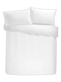 Appletree White Plain Dye 100% Cotton Duvet Cover and Pillowcase Set^ Branded Bedlinen