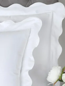 Appletree White Scallop Edge 200 Thread Count 100% Cotton Duvet Cover Set^ Branded Bedlinen