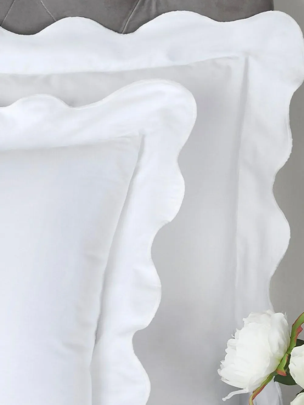 Appletree White Scallop Edge 200 Thread Count 100% Cotton Duvet Cover Set^ Branded Bedlinen