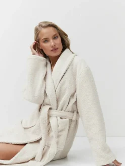 Aruelle Simone Full Length Textured Cream Robe^Women Bathrobes