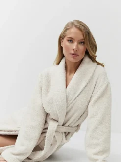 Aruelle Simone Full Length Textured Cream Robe^Women Bathrobes