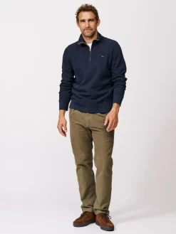 Aubin Blue Harris Zip Neck 100% Cotton Jumper