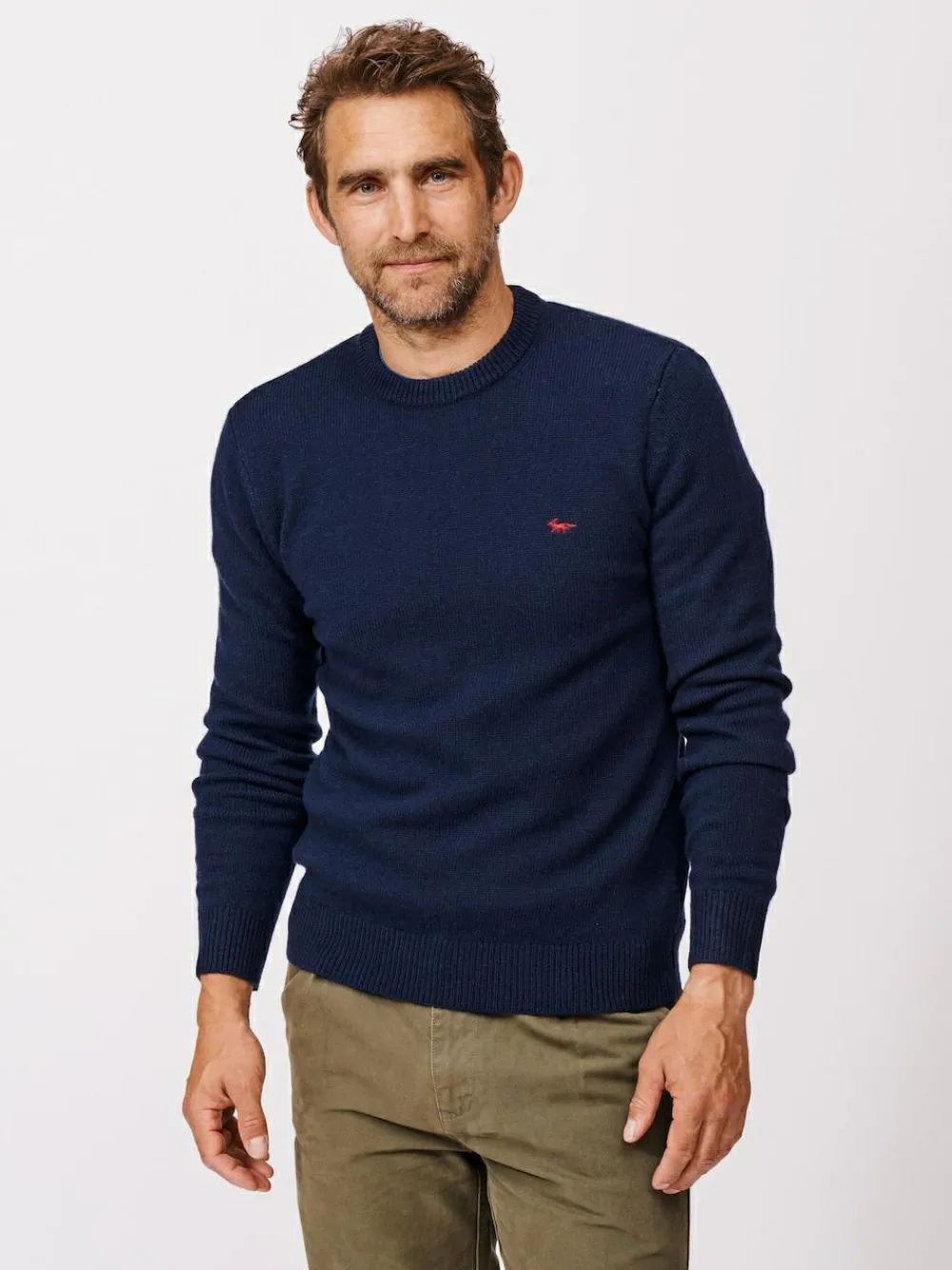 Discount Aubin Blue Phillips Lambswool Crew Neck Jumper