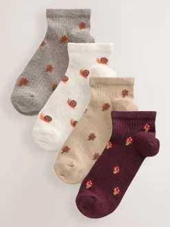 Next Autumn Animals Ditsy Trainers Socks 4 Pack