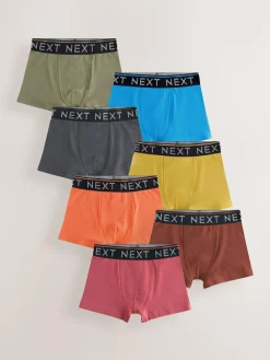 New Next Autumnal Multi with Black Waistband Trunks 7 Pack (2-16yrs)