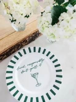 Avalon Home Forest Green Drink Responsibly Dessert Plate^ Dinner Sets & Pasta Bowls