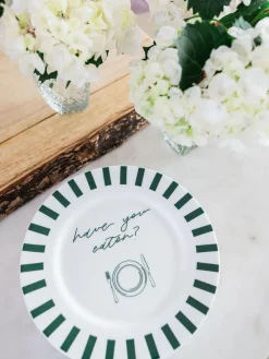 Best Avalon Home Forest Green Have You Eaten Dessert Plate