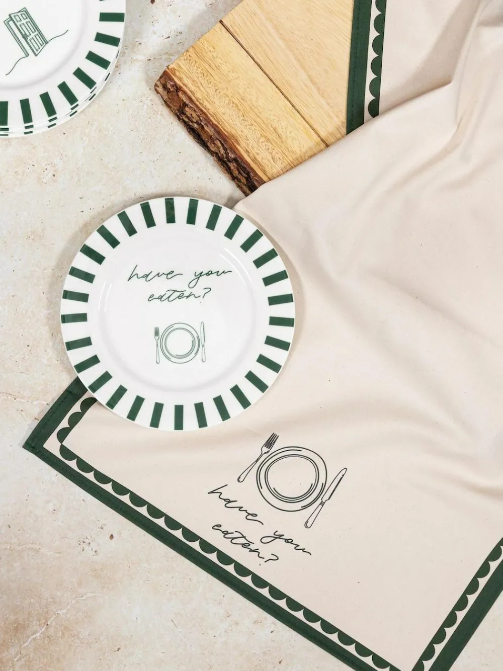 Best Avalon Home Forest Green Have You Eaten Dessert Plate