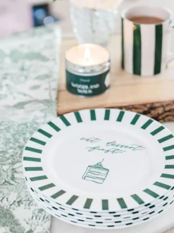 Avalon Home Forest Green Eat Dessert Plate^ Dinner Sets & Pasta Bowls