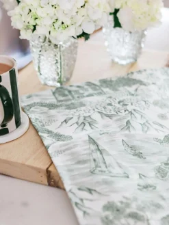 Avalon Home Set of 2 Green Lake District Toile Napkins^ Table Linen, Placemats & Coasters