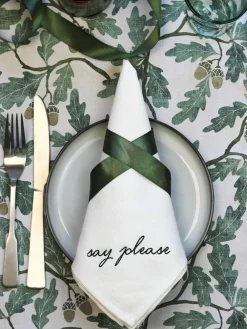 Clearance Avalon Home Set of 4 White Manners Collection 100% Cotton Napkins Gift Box