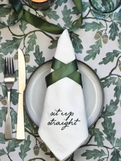 Clearance Avalon Home Set of 4 White Manners Collection 100% Cotton Napkins Gift Box