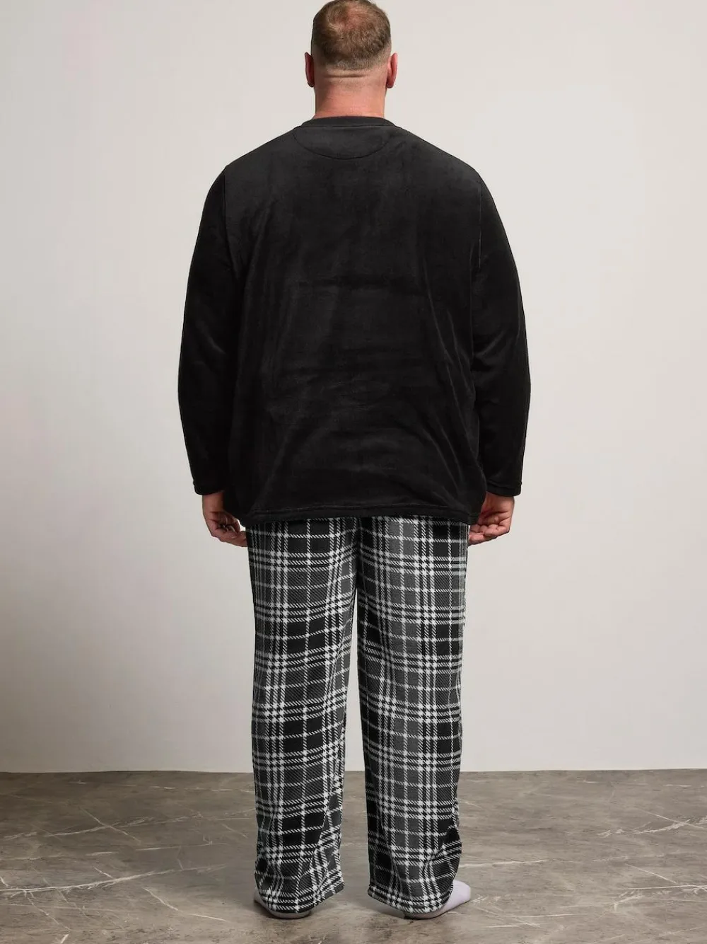 Clearance BadRhino Big & Tall Black Checked Fleece Pyjama Bottoms
