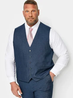 Online BadRhino Big & Tall Blue Textured Suit Waistcoat
