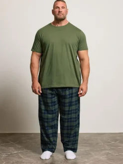 BadRhino Big & Tall Checked T-Shirt amd Pyjama Bottoms Set^ Pyjamas