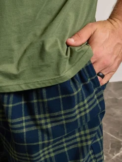 BadRhino Big & Tall Checked T-Shirt amd Pyjama Bottoms Set^ Pyjamas