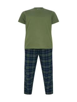 BadRhino Big & Tall Checked T-Shirt amd Pyjama Bottoms Set^ Pyjamas